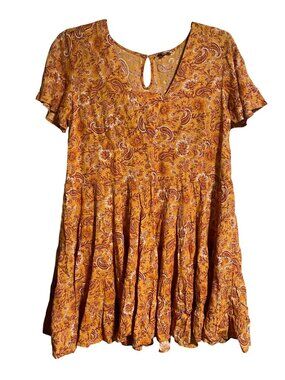 Patrons Of Peace Paisley Floral Print Mini Dress Womens Medium Boho Fit & Flare